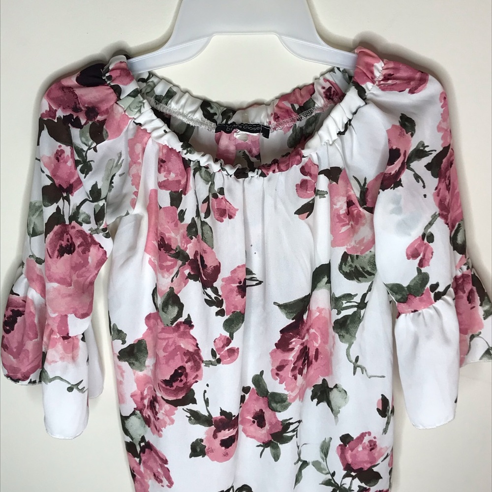 Off the Shoulder Floral Print Blouse Top